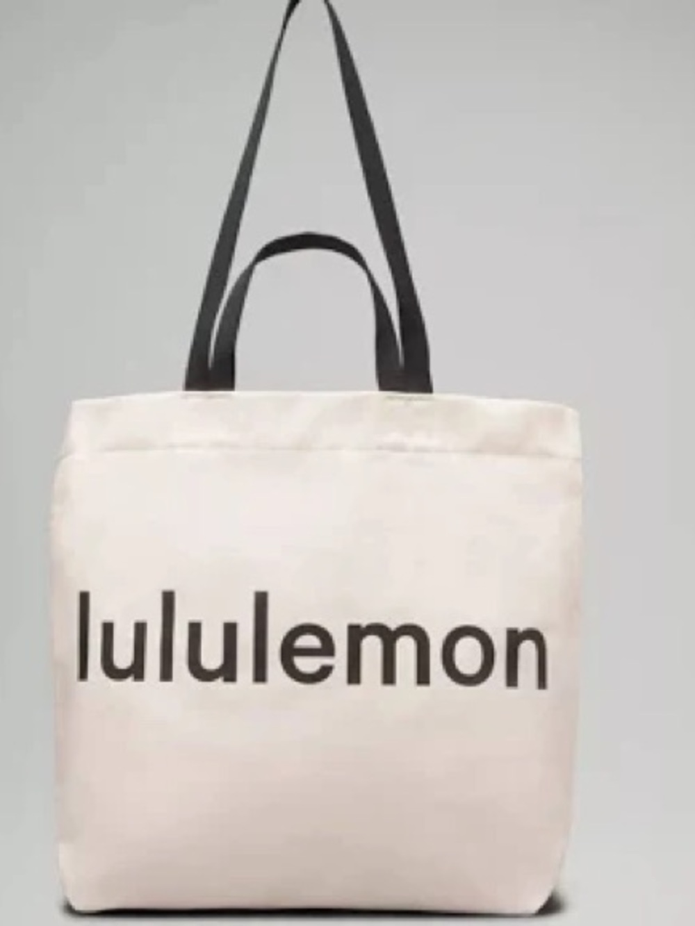 lululemon athletica Cream Canvas Tote with Black Straps and Logo